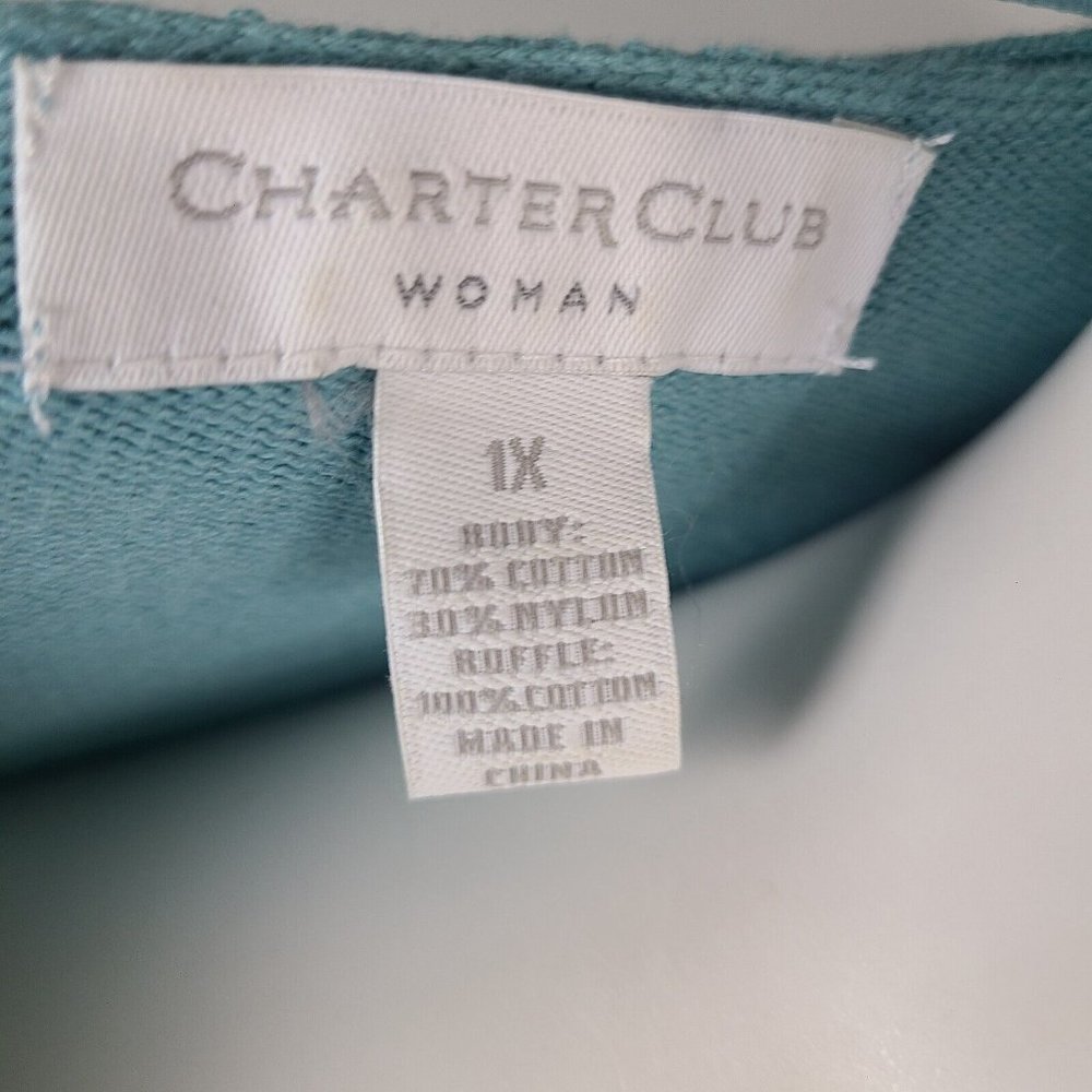 Charter Club Cardigan Sweater Womens 1X Solid All Blue Long Sleeve Open Front - Picture 5 of 6